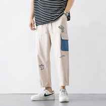 Hong Kong Tide Cards 2022 Spring Fall Casual Long Pants Men Straight Barrel Sports Loose Broadlegs 90% Workwear Pants