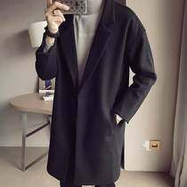 Hong Kong boomer new in the middle of a long fur coat mans inn wind chubby chubby chubby big code youth handsome overcoat