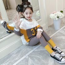 2021 Autumn New 37 Digital long-sleeved clothes two-piece set childrens spring and autumn fashion Korean version