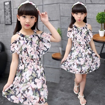 Childrens clothing girls summer dress 2021 New Korean version of childrens flowers chiffon dress Princess dress dress dress