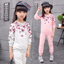 Childrens clothing 2021 new girls autumn clothes suit and clothing two sets of CUHK childrens childrens Korean version of sports suit tide