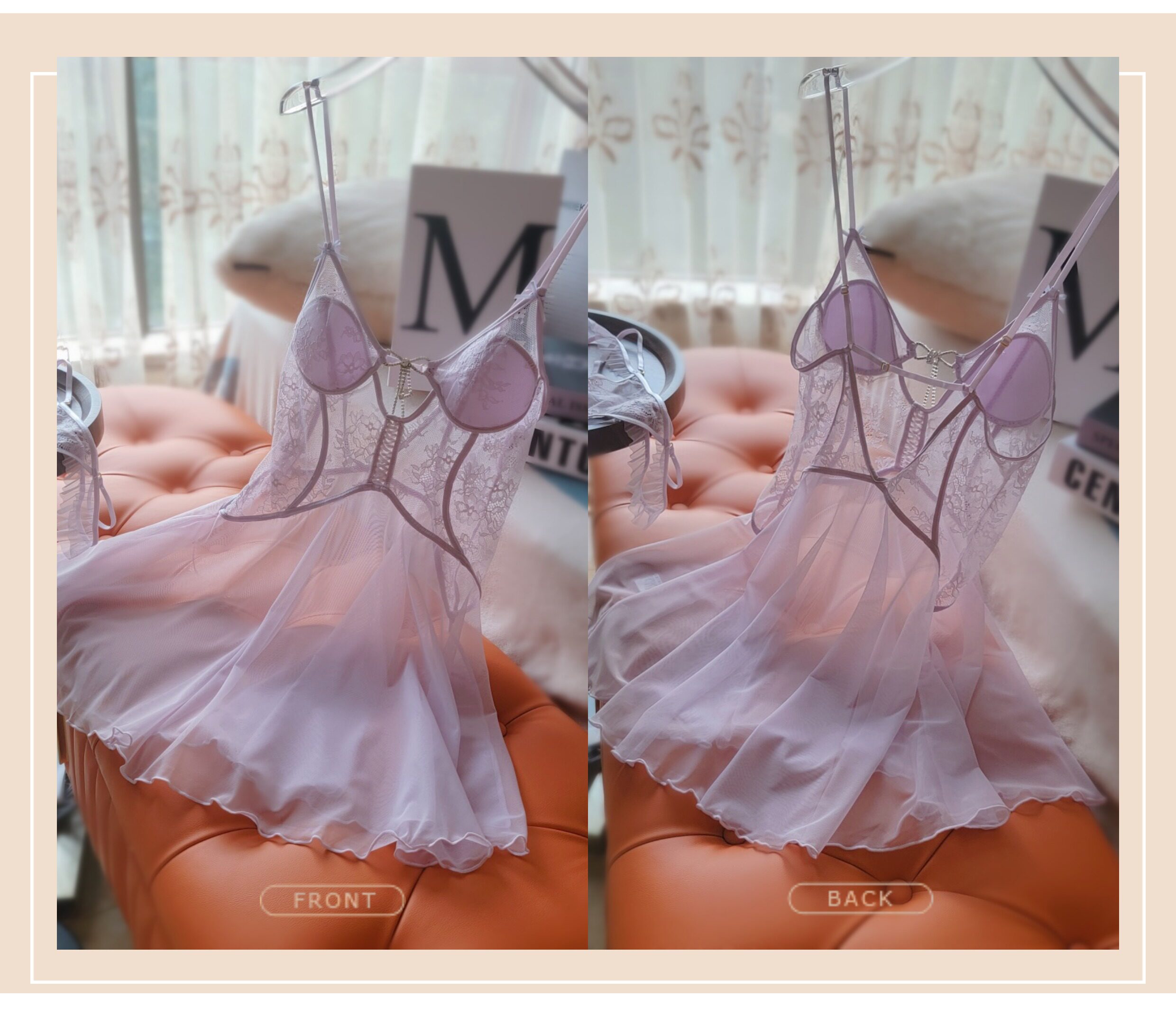 性感网纱透明睡衣少女纯欲小胸蕾丝情调胸垫卧室床上吊带睡裙套装