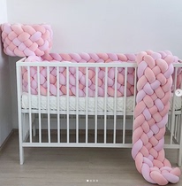 ins knot baby bedside soft bag woven braided braid Nordic childrens room long pillow bumper cushion custom