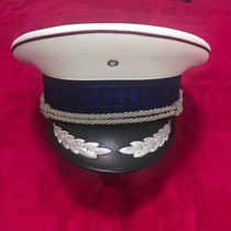 New Fire Great Eaves Hat White Flat Top Hat Regular Service Cap Full-time Fire Cap Conductor Conductor Long Eaves Hat