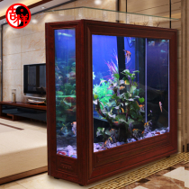 Chinese fish tank living room household small and medium ecological water-free rectangular partition screen landing fish tank can be customized