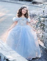 Childrens performance clothing Cinderella girls jumpsuit long dress Frozen dress Princess skirt Cotton lined dance skirt