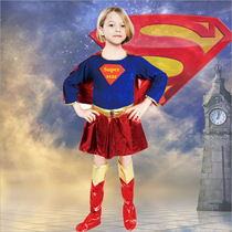 COS Halloween girl Superman skirt with cloak Childrens Ghost Festival costume clothes Super cool girl dress up