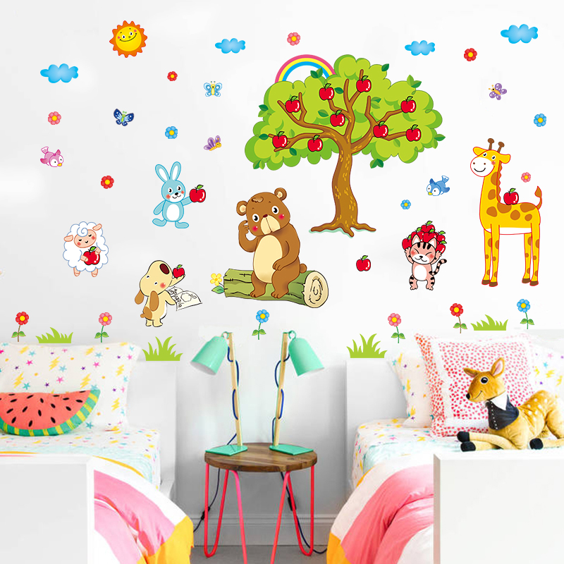 创意动物宝宝墙纸墙上贴画儿童房幼儿园卧室墙壁装饰自粘墙贴纸产品展示图3