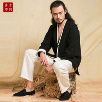 Chinese style men's clothing national Chinese style layman's tang tea clothing antique Chinese clothing cardigan meditation clothing jacket overalls