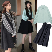 Maternity dress spring suit small fragrant style foreign fashion shirt fairy Net red strap skirt spring and autumn