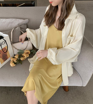 Maternity dress summer tide 2020 new autumn fashion two-piece Net red suspender long skirt spring and autumn