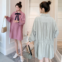 Pregnant women autumn dress 2020 new slim belly belly size fashion top foreign tide spring and autumn skirt