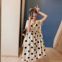 Maternity dress summer dress 2020 Spring and Autumn small fragrant wind fake two sets tide Hot Mom personality summer skirt