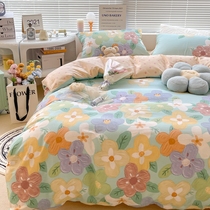 Four-piece set 2021 New Tide oil painting style Chinese style Chinese style bed sheet quilt cover cotton cotton 100 summer bed 4