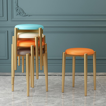 Round stool home light luxury low stool Net red small stool fashion simple lazy bench creativity can be stacked Nordic leather