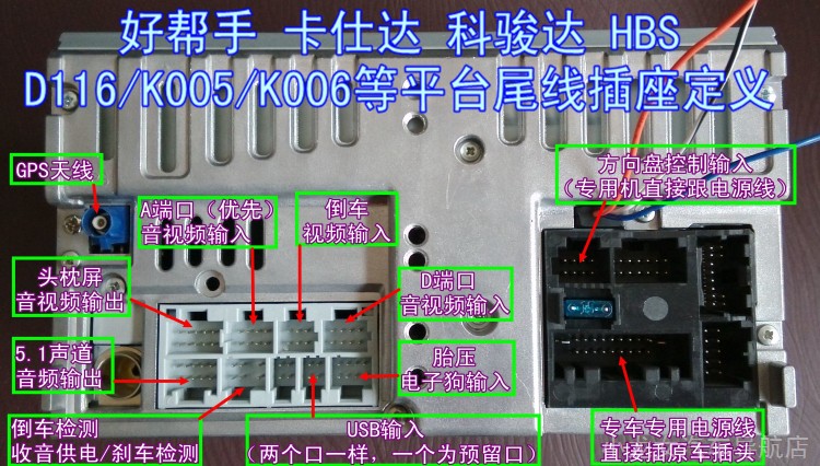 科骏达卡士达好帮手hbs 导航 多功能 av功放倒车电源头枕尾线_双氙