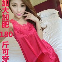 Summer plus overweight women sleeping dress sleeveless fat mm pregnant woman Sexy snow spinning summer thin ice silk pyjamas short dress
