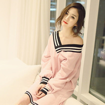Spring Autumn Pajamas Woman Long Sleeve Pure Cotton Sexy Sleeping Dress Cute Cartoon Loose Big Code Autumn Winter Korean Edition Princesss home clothes