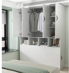 Customized bedside and end wardrobe solid wood four-door side corner cabinet with gap children's storage cabinet with gap narrow cabinet for rent