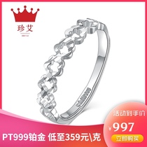 PT999 platinum ring womens live mouth flower-shaped ring White gold female ring Womens flower ring new Jane Ai