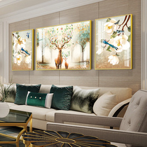 Living room decoration painting sofa Background wall Triptych Modern minimalist atmosphere light and luxurious painting Nordic elk murals