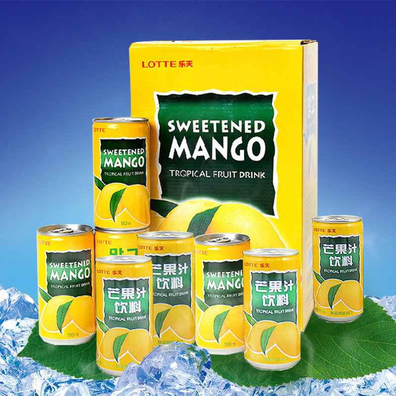 韩国进口饮料 乐天芒果汁180x15瓶一整箱装的2700ml果味罐装批发