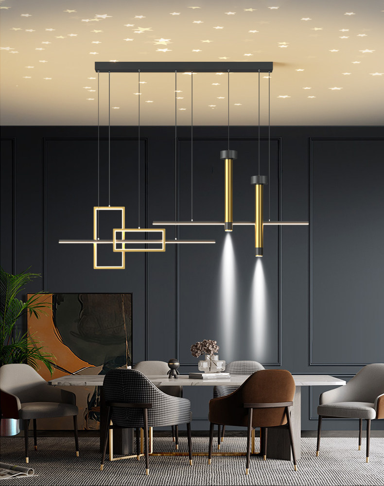 Ресторан люстра 轻奢餐厅吊灯个性创意长条餐桌饭厅灯艺术时尚网红满天星led灯具