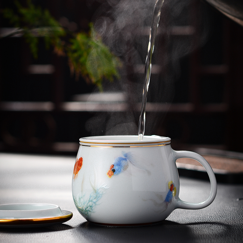 Red xin made ceramic cups with cover filter mark office tea set with cover glass jingdezhen celadon teacup