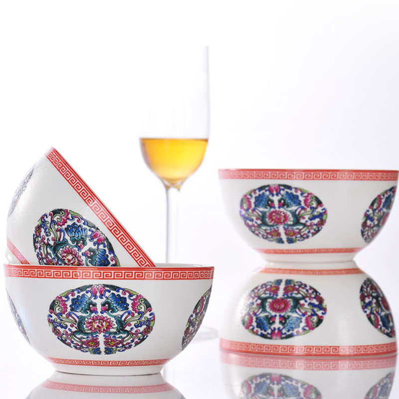 Red xin jingdezhen characteristics tableware bowls bowl ipads small bowl of rice bowls one bowl of flowers colored enamel