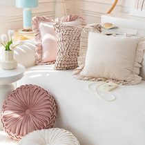 Round Point Sofa With Pillow Back Cushion Livingroom Ins Nordic-Like Inter-Board Meat Pink Minimalist Modern Waist Pillow Backrest Light Lavish