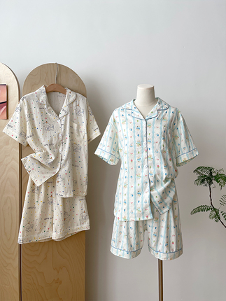 Summer comfortable cartoon cool coat, shorts, pijama, set, with short sleeve