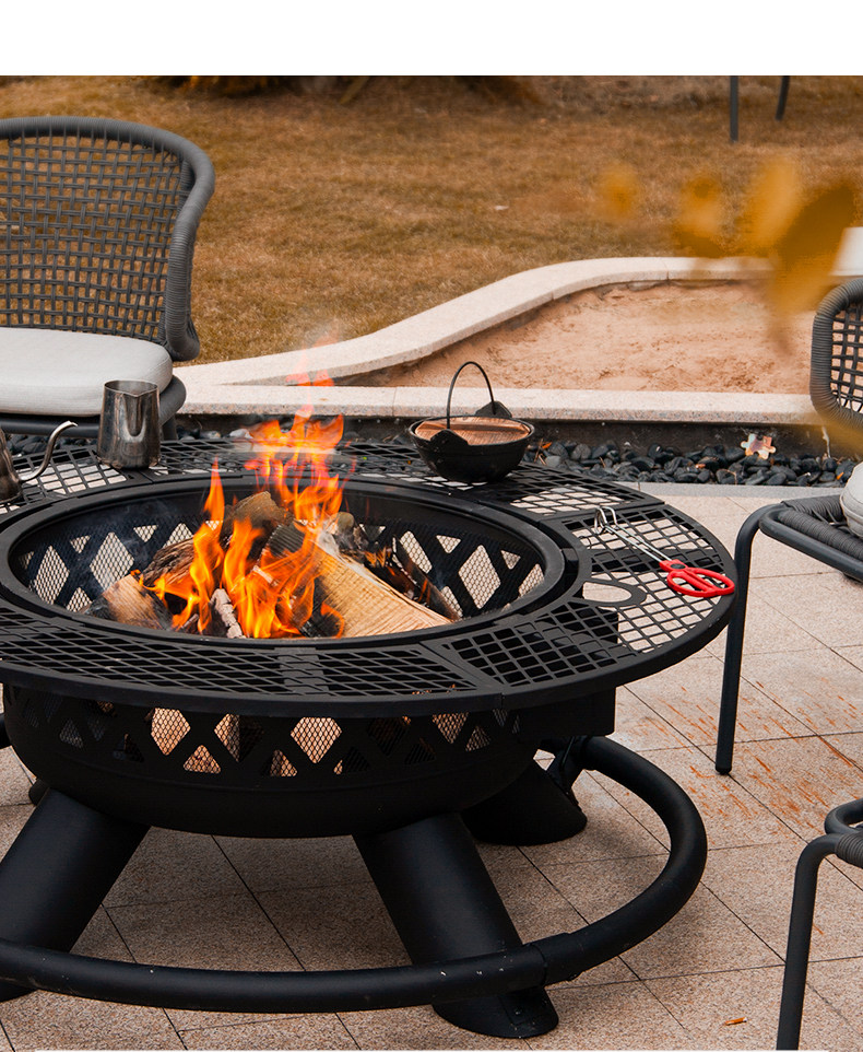 出口专供货源否规格(长*宽*高)取暖烧烤两用烤火炉,篝火炉 木柴20斤