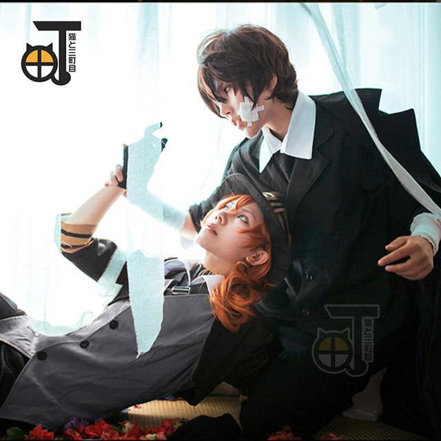 Bungou Stray Dogs cos suit Dazai Osamu Nakahara Chuya ສີດໍາຍຸກ cosplay costume ຜູ້ຊາຍຈຸດ