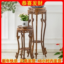 Vase base solid wood round Buddha statue stone tank fittings stone flower pot rack chicken fin
