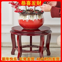 Add solid wood base round Buddha like a tavern fish tank curious stone pot pot fixture flower pot pallet base