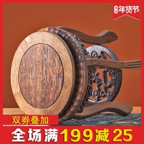 Flower pot fish tank base bracket solid wood round strange stone head Vase ornaments pad high chicken wing wood base wooden flower stand