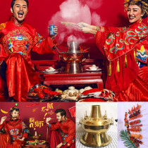 Photo studio costume wedding photography props Golden hot pot simulation lobster crab skewers Chinese wedding photo decorations
