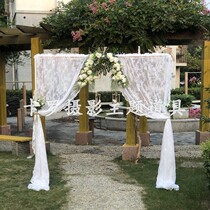Exterior Tour wedding photography props white lace curtain creative arch flower stand wedding scene photo props