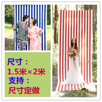 Movie House Wedding Dress Photography Props Foreign View Red White Striped Background Cloth Wedding Scene Decoration Photo Hanging Cloth Rug