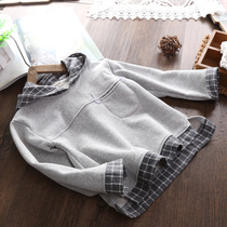 Good goods Qing ~ childrens clothing boy clothes spring and autumn 2021 Korean version of childrens spring hooded pullover T-shirt coat