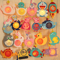 Spring Festival childrens cartoon cute projection glow handmade New Year lantern handheld music flower lamp toy New Years Day gift