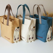 Cute three-dimensional cat creative design side cat cotton open lunch box bag small bag review bag Mommy bag