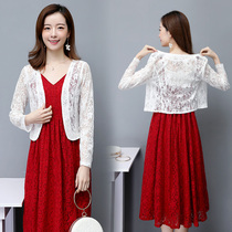 Shawl coat size fat mm middle-aged summer with cheongsam skirt top small canthus with sunscreen chiffon thin