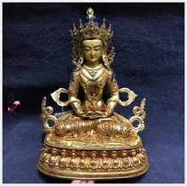 Edge Life Buddha Tibetan Buddhism Nepal artisanal longevity Buddha statue Buddha statue pure copper full-time golden secret for Buddha ruler