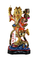 Haixin Buddha stately Buddha statue handmade camphor wood carving Taiwan color gold 16-inch Kuixing Buddha