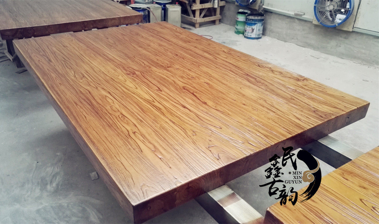 老榆木桌面田园风格吧台板复古风化餐桌飘窗板置物架厂家直销定制