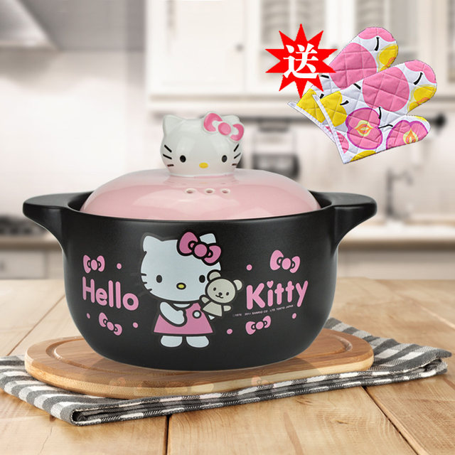 Hellokitty ceramic casserole pot soup pot stew pot Korean stone pot porridge Hello Kitty cute Taji pot Hellokitty ceramic casserole pot soup pot stew pot Korean stone pot porridge Hello Kitty cute Taji pot