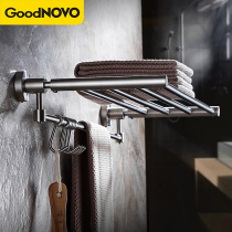 Stainless steel folding towel rack toilet bathroom bathroom non-perforated 304 stainless steel towel rack wall mounted rack