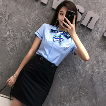 Flight attendant uniform female beauty salon work clothes summer overalls womens dress front desk beautician work dress women