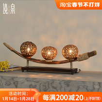 Jingquan Southeast Asia imported Thai handmade original ecological coconut shell decoration table lamp living room bedroom bedside decorations